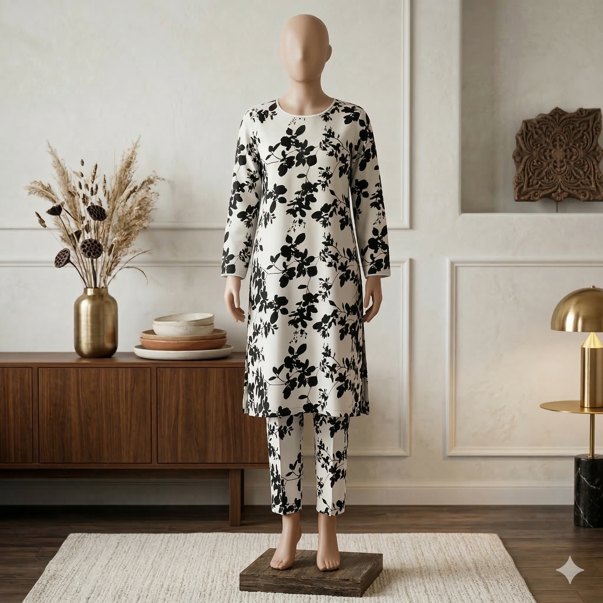 Garden Bliss Floral Print Co-ord Set | Breathable Cotton Two-Piece Suit (PCU 5022)