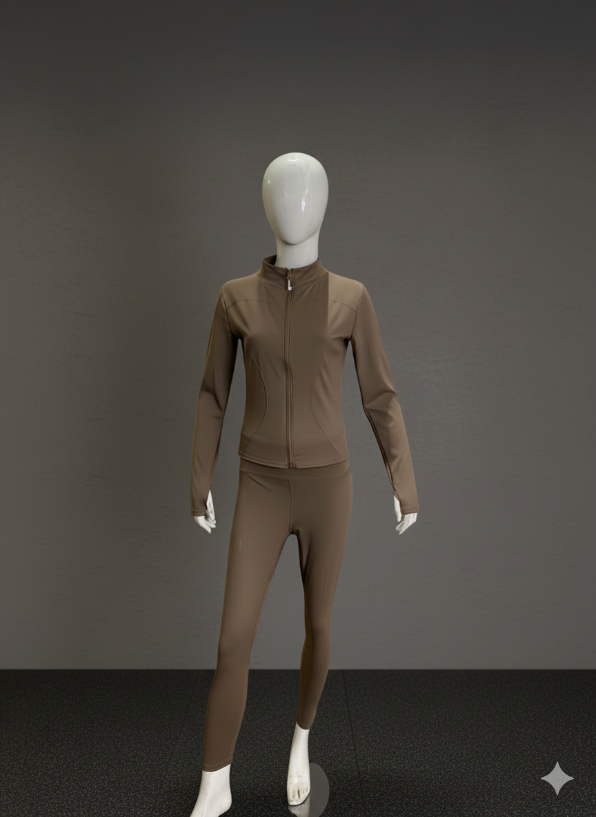 High-Performance Zip-Up Activewear Set | Seamless Leggings & Jacket (9005)