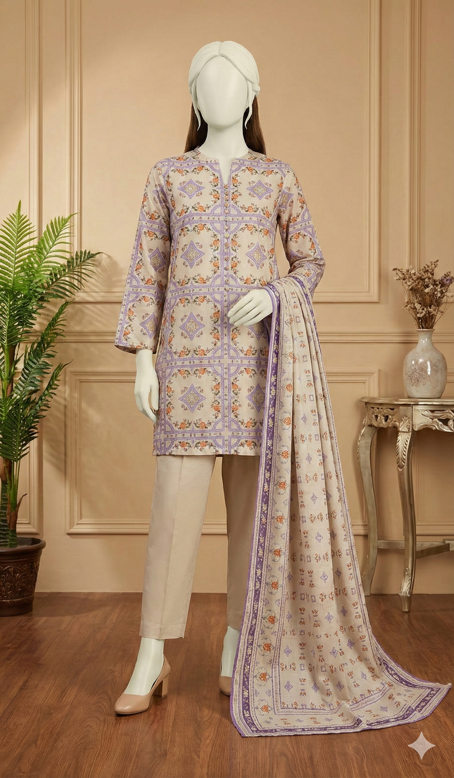 Lavender Bloom: Printed Lawn Unstitched 3-Piece Suit (LPU 5060)