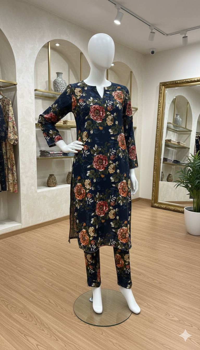 ZH2 Midnight Rose Garden – 2pc Premium Cotton Unstitched Suit (PCU 5022)