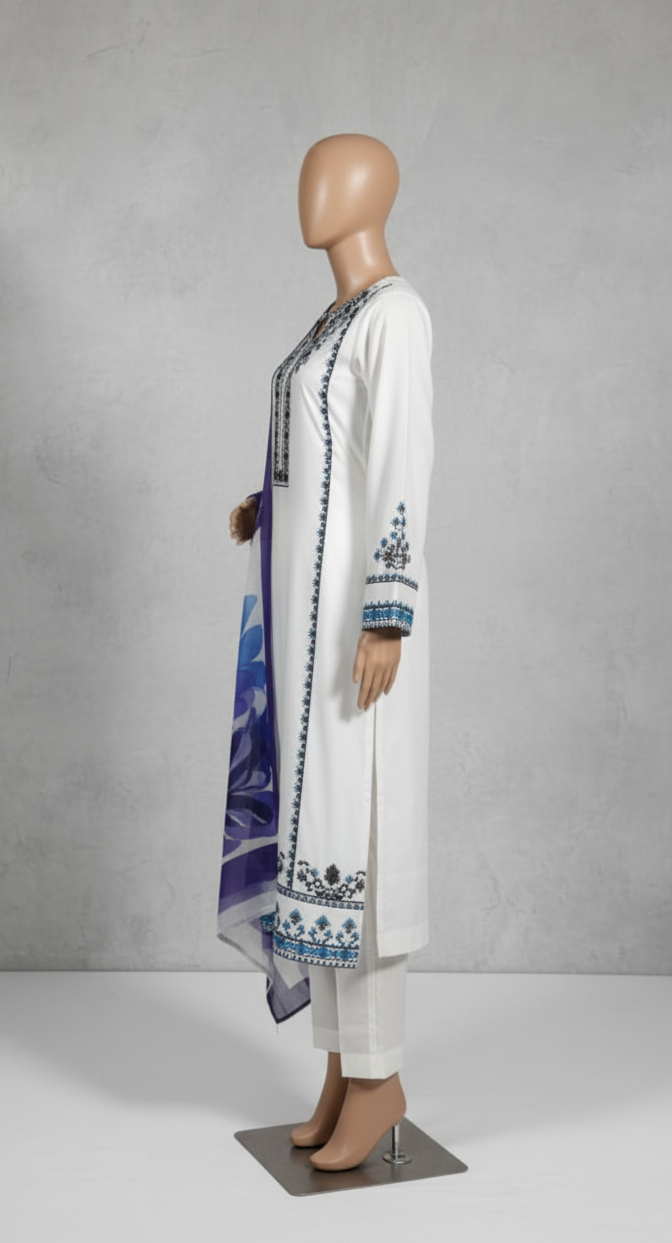 Cotton Silk  Unstitched 3-Piece Suit (CSEU-5019)