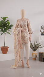 Coral Garden: Premium Floral Unstitched Lawn 3-Piece Suit (LPU 5066)