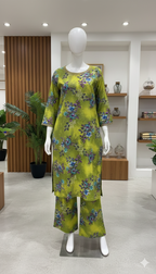ZH2 Lime & Azure Watercolor – 2pc Premium Cotton Unstitched Suit (PCU 5022)
