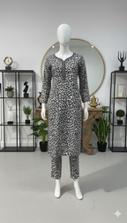 ZH2 Wild Chic Leopard Print – 2pc Premium Cotton Unstitched Suit (PCU 5022)