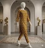 Saffron Leaf Modern Co-ord Set – Mustard & Cocoa Printed Kurta with Matching Trousers (PCU 5022)