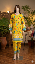 zh2 Premium Cotton Printed Suits | Leaf & Floral Designs (PCU 5023)