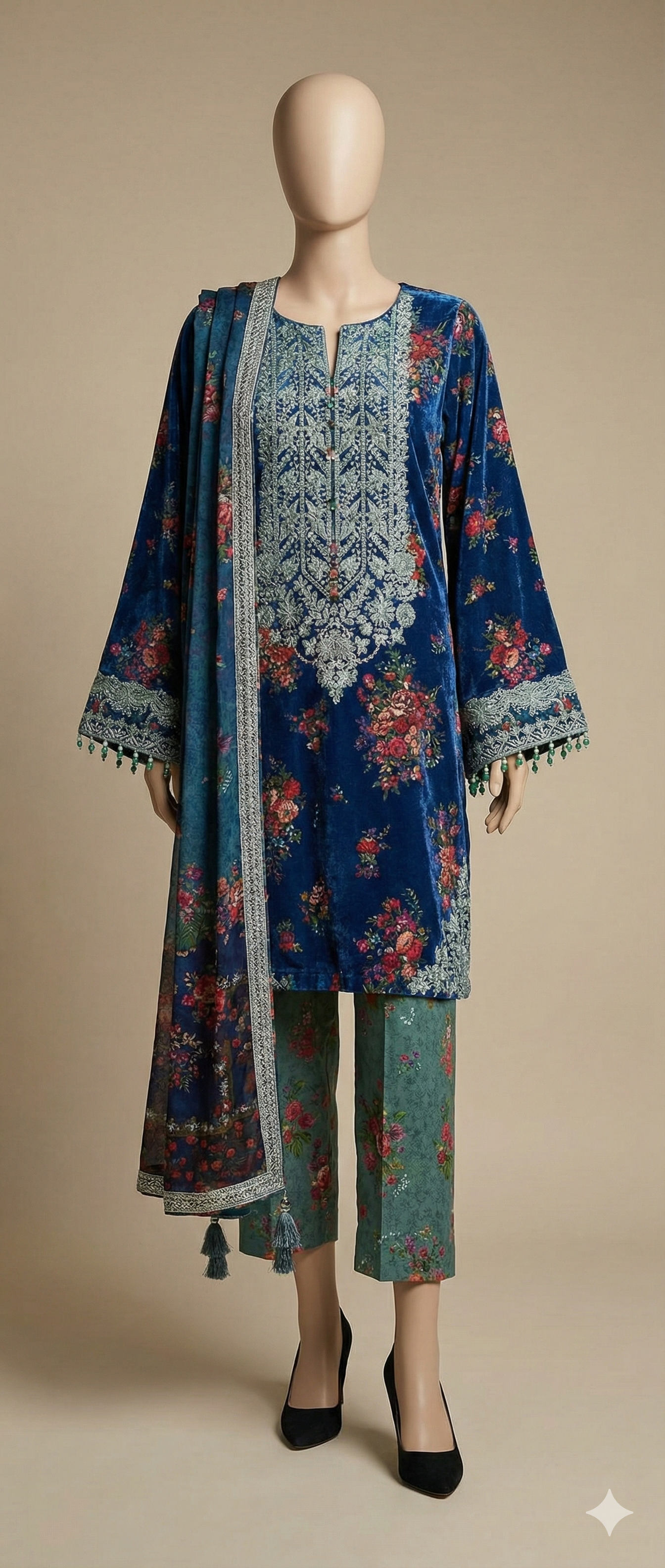 3-Piece Unstitched Embroidered Lawn Suit –  Floral Edition (LEU 5055)