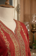 Ruby Crimson – 2-Piece Embroidered Unstitched Cotton Suit (LEU 5043)