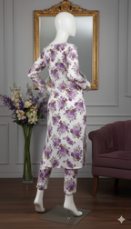 Botanical & Floral Print 2-Piece Co-ord Set | Premium Lawn Long Tunic & Trousers (PCU 5022)
