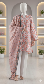 Blushing Meadow: Premium Floral Unstitched Lawn 3-Piece Suit (LPU 5062)