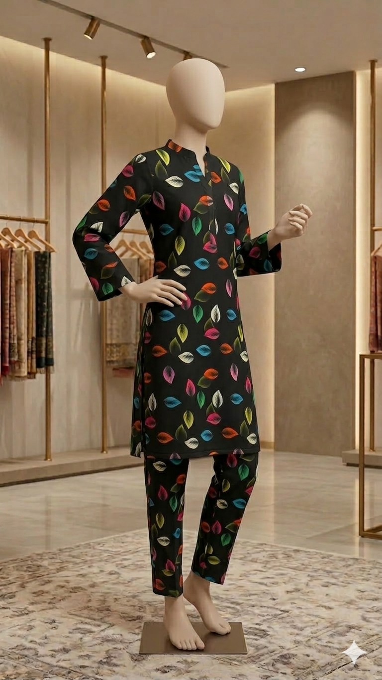 Ochre Vintage Rose Co-ord Set | 2-Piece Printed Cotton Suite (PCU 5022)