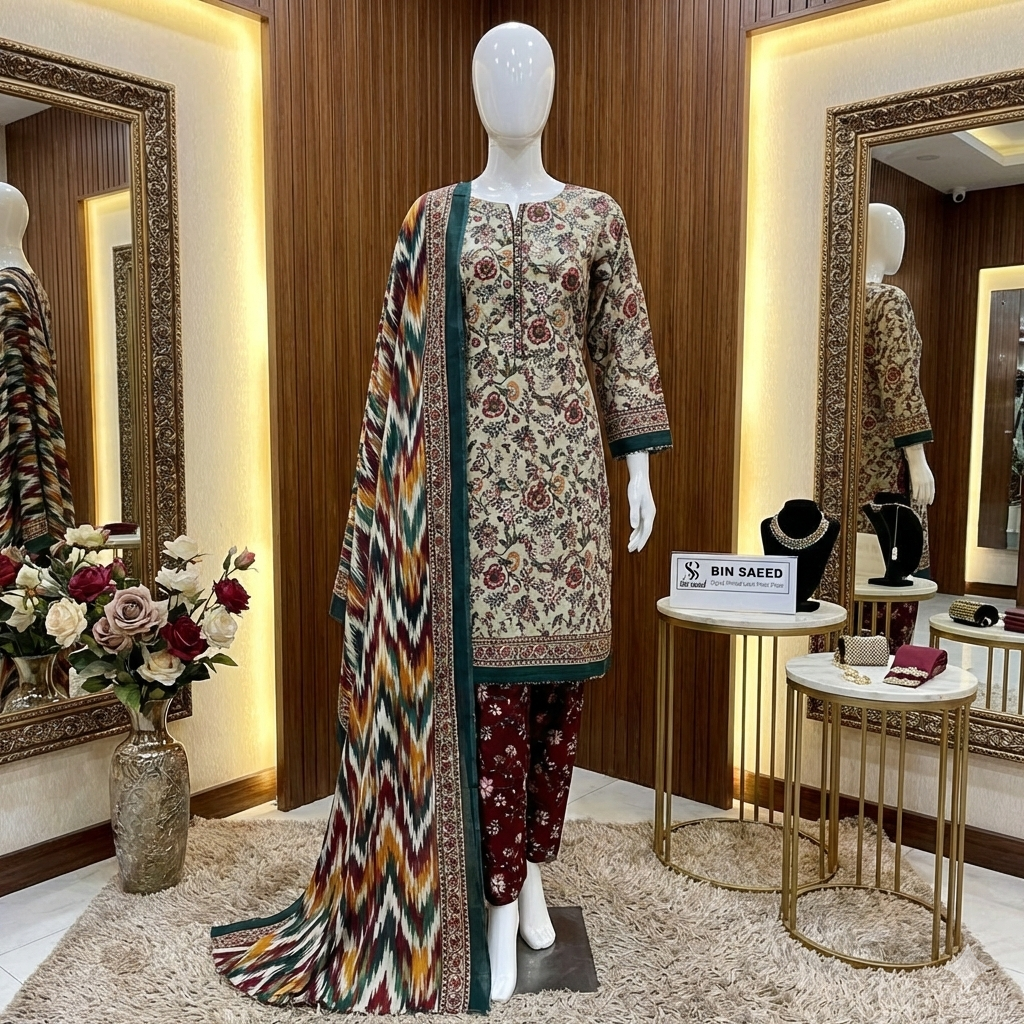 Vintage Garden Lawn Collection | 3-Piece Printed Unstitched Suits - ZH2 Store (LPU 5033)