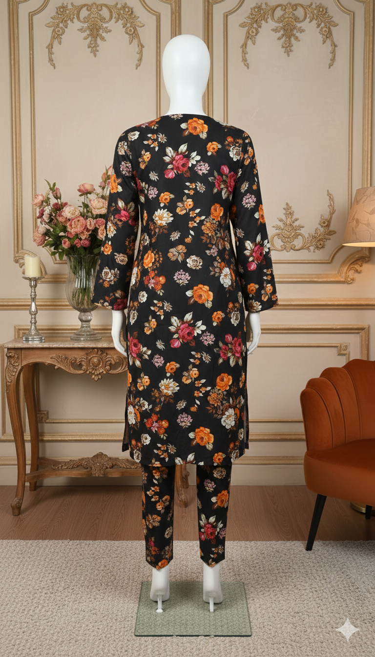 ZH2 Midnight Garden – 2pc Premium Cotton Unstitched Suit (PCU 5022)