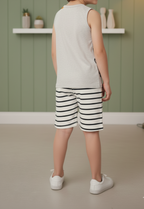 Statement Graphic T-Shirt Collection | Abstract Art Brushstroke Blue & White Tee AND Retro LA Redondo 56 Yellow Tee | Unique Unisex Casual Short Sleeve Tops (1013)