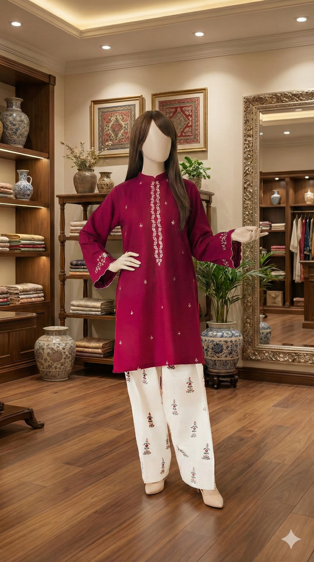 Midnight Orchid 2-Piece Unstitched Embroidered Lawn Suit – Bold Floral Edition (LEU 5041)