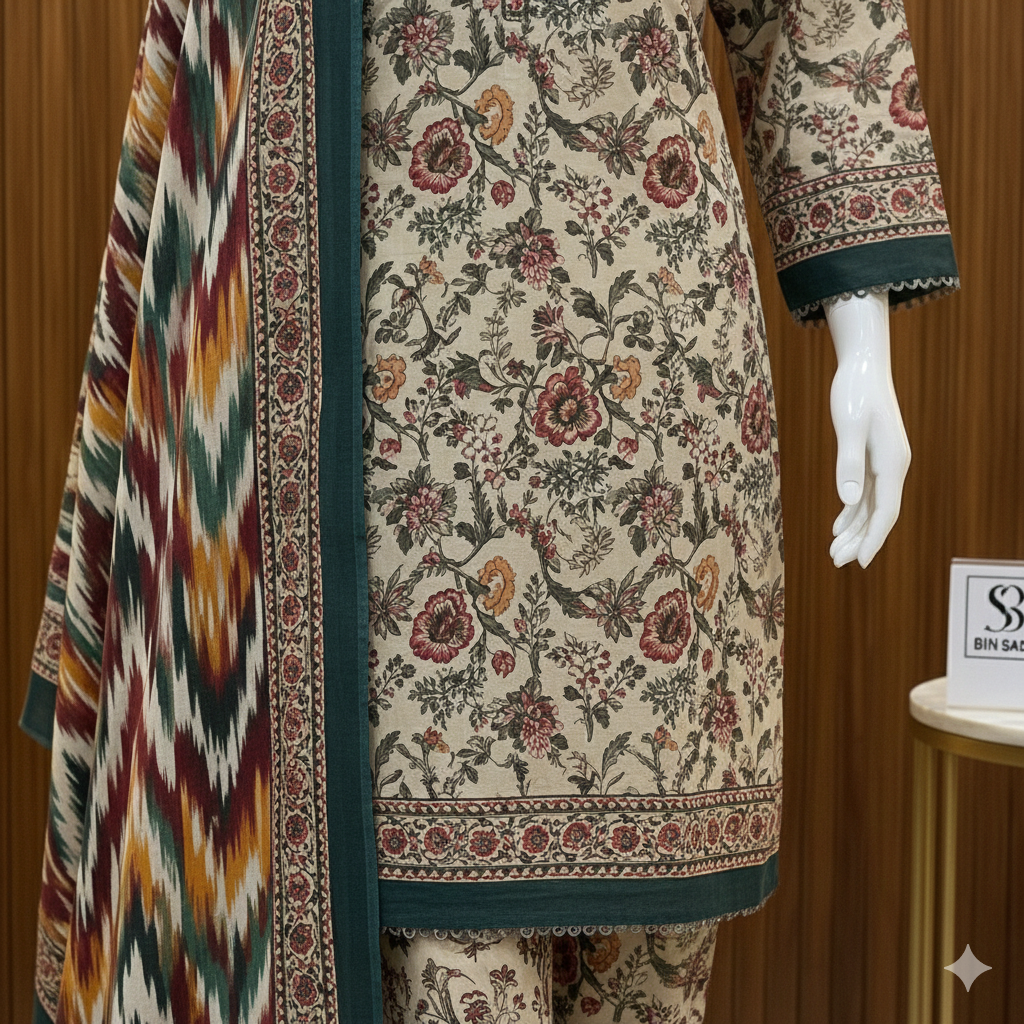 Vintage Garden Lawn Collection | 3-Piece Printed Unstitched Suits - ZH2 Store (LPU 5033)