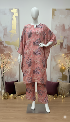 ZH2 Tea Pink Floral Stripe – 2pc Premium Cotton Unstitched Suit (PCU 5022)