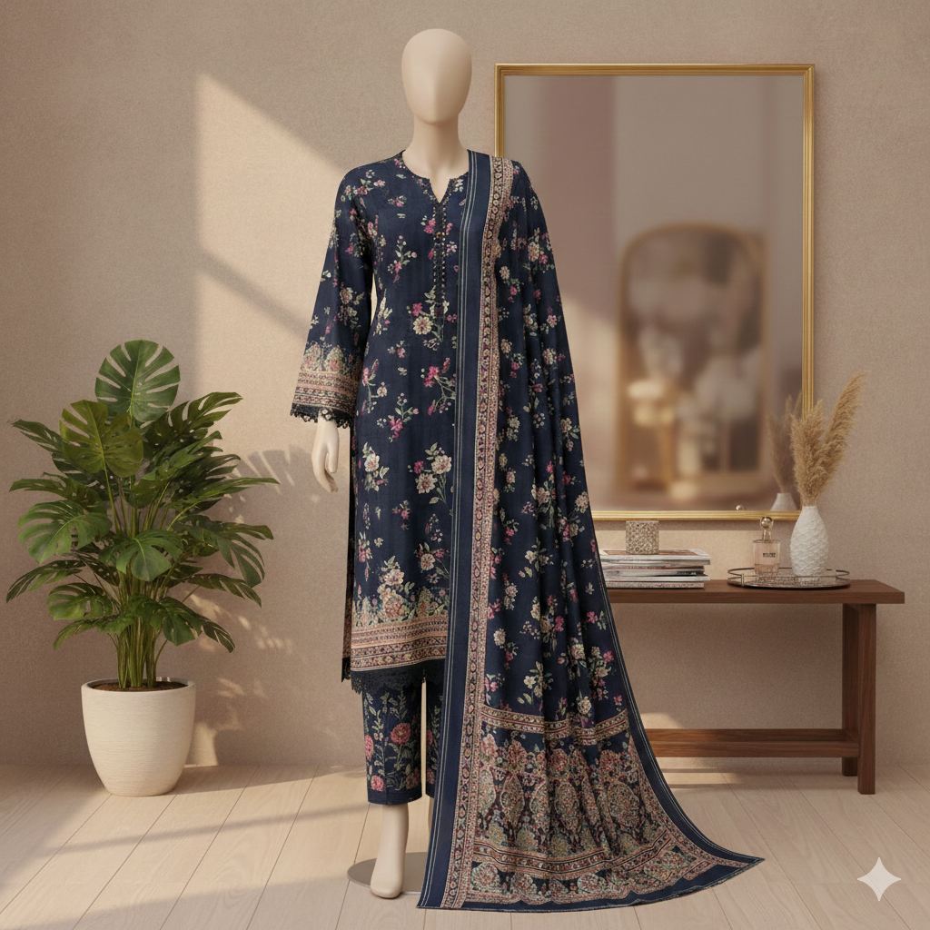 Vintage Garden Lawn Collection | 3-Piece Printed Unstitched Suits - ZH2 Store (LPU 5033)