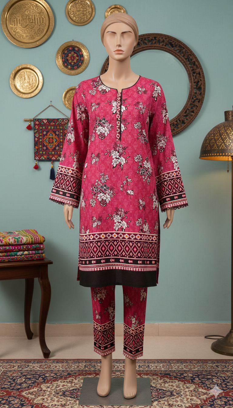 zh2 Premium Cotton Unstitched Suit Collection – Summer Prints (PCU 5023)