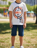 Cool White Boys' Short-Sleeve T-Shirt with NY City Athletic Graphic Print (1015)