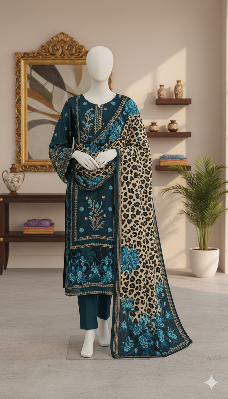 Signature 3-Piece Unstitched Embroidered Lawn Suit – Summer Luxe Edition (LEU 5039)