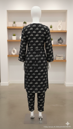 ZH2 Classic Noir Motif – 2pc Premium Cotton Unstitched Suit (PCU 5022)