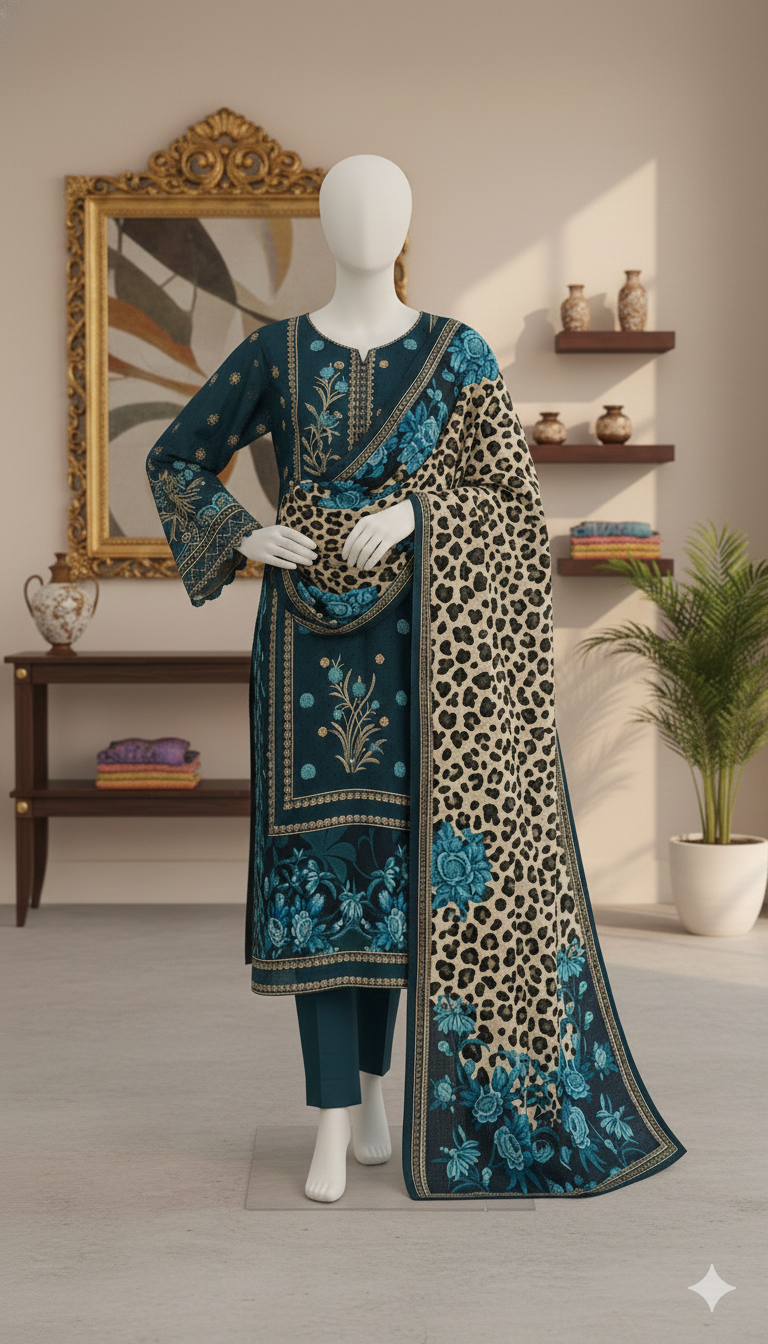 Signature 3-Piece Unstitched Embroidered Lawn Suit – Summer Luxe Edition (LEU 5039)