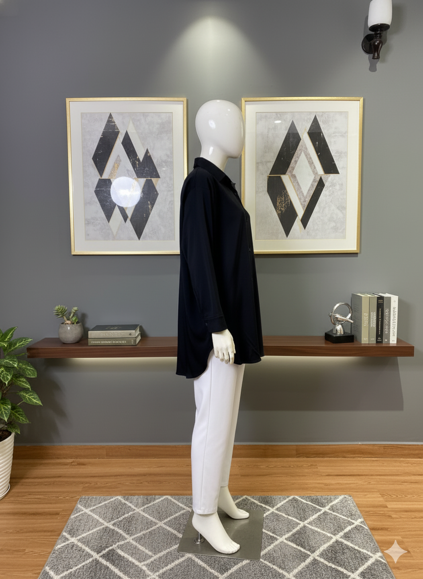 Luxury Satin Silk-Finish Oversized Button-Down Shirt | Relaxed & Flowy Fit (9004)