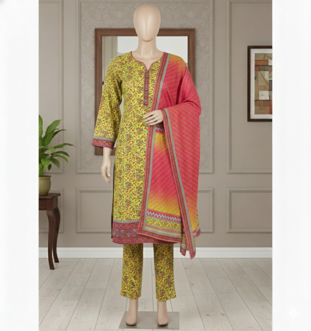 Linen 3-Piece Unstitched Suit (LNU-5002)