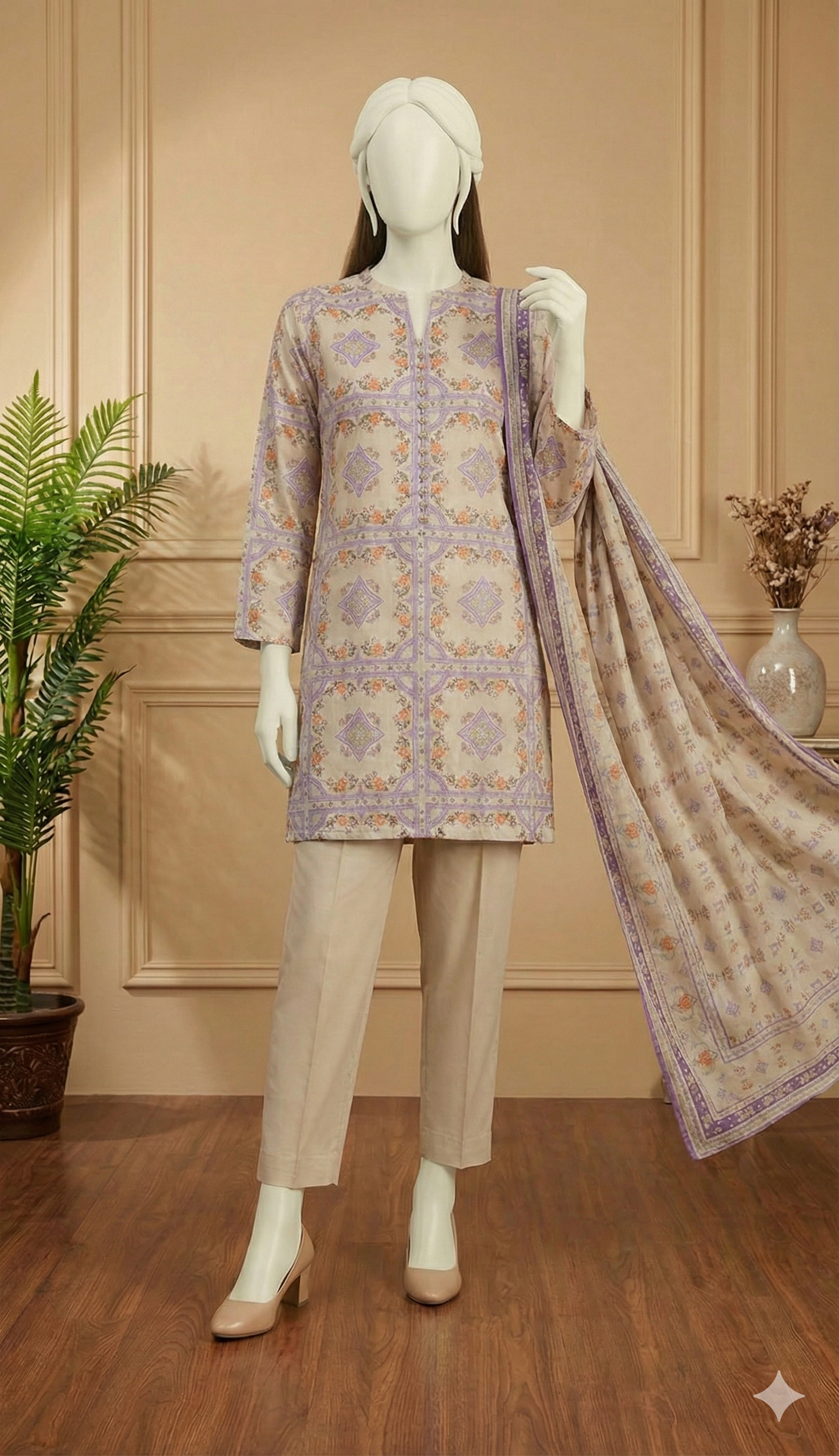 Lavender Bloom: Printed Lawn Unstitched 3-Piece Suit (LPU 5060)