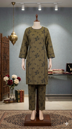 ZH2 Store | Signature Striped 2-Piece Lawn Collection – Ethnic Printed Kurta & Trouser Set (PCU 5022)