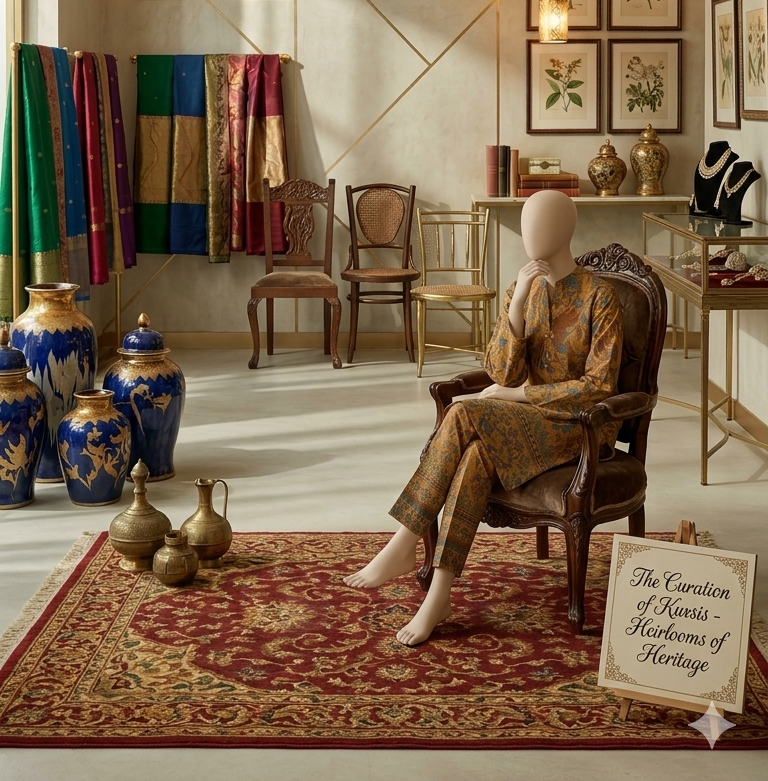 Amber Gold Heritage Floral 2-Piece Suit – Signature Printed Cotton (PCU 5023)