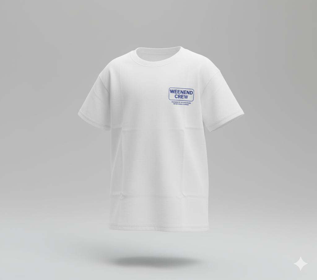 Unisex Weekend Crew Graphic T-Shirt – Crisp White (1017)