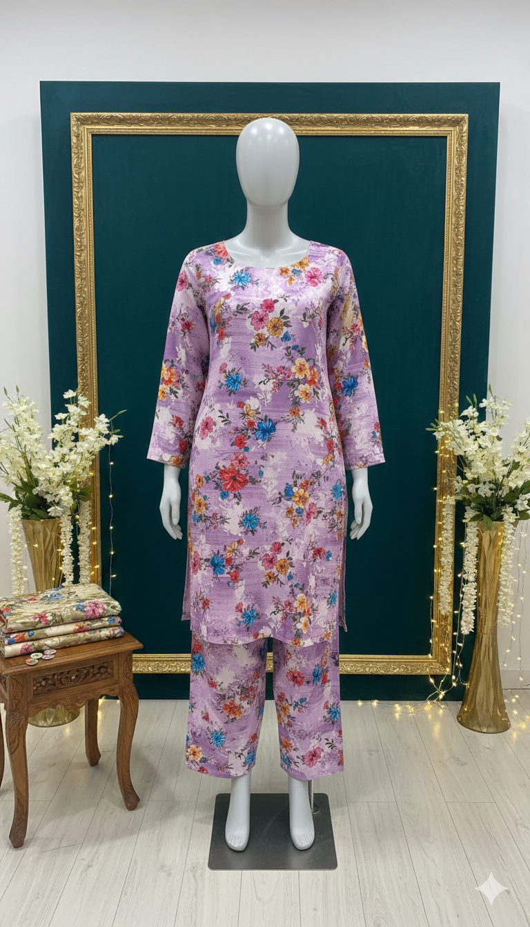 ZH2 Vintage Wildflower Print – 2pc Premium Cotton Unstitched Suit (PCU 5022)