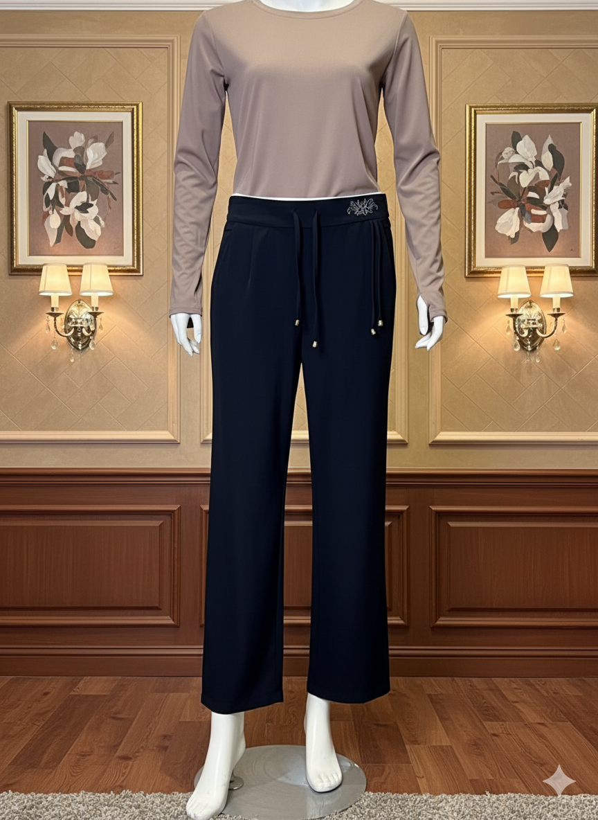 Relaxed Fit Jersey Knit Wide-Leg Pants | Versatile Day to Evening Wear (9008)