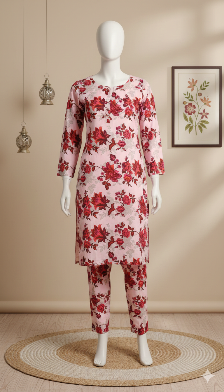 ZH2 Premium Cotton 2-Piece Suit | Floral Print Unstitched Cotton Fabric (PCU 5022)
