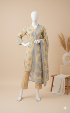 Lemon Mist - 3-Piece Unstitched Printed Lawn Suit with Floral Dupatta (LPU 5069)
