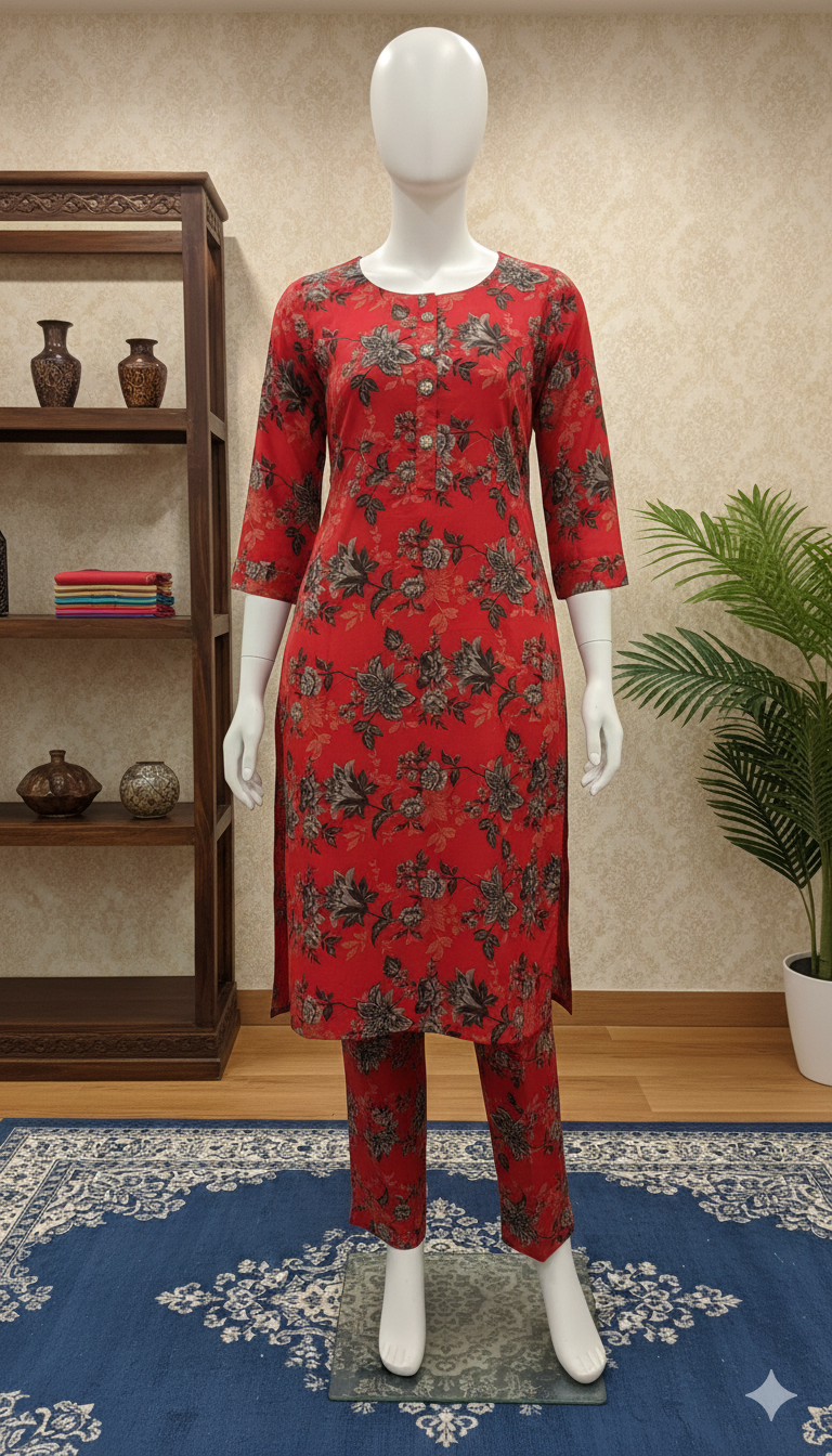 ZH2 Premium Cotton 2-Piece Suit | Floral Print Unstitched Cotton Fabric (PCU 5022)
