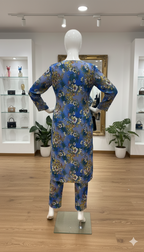 ZH2 Royal Blue Garden Vine – 2pc Premium Cotton Unstitched Suit (PCU 5022)