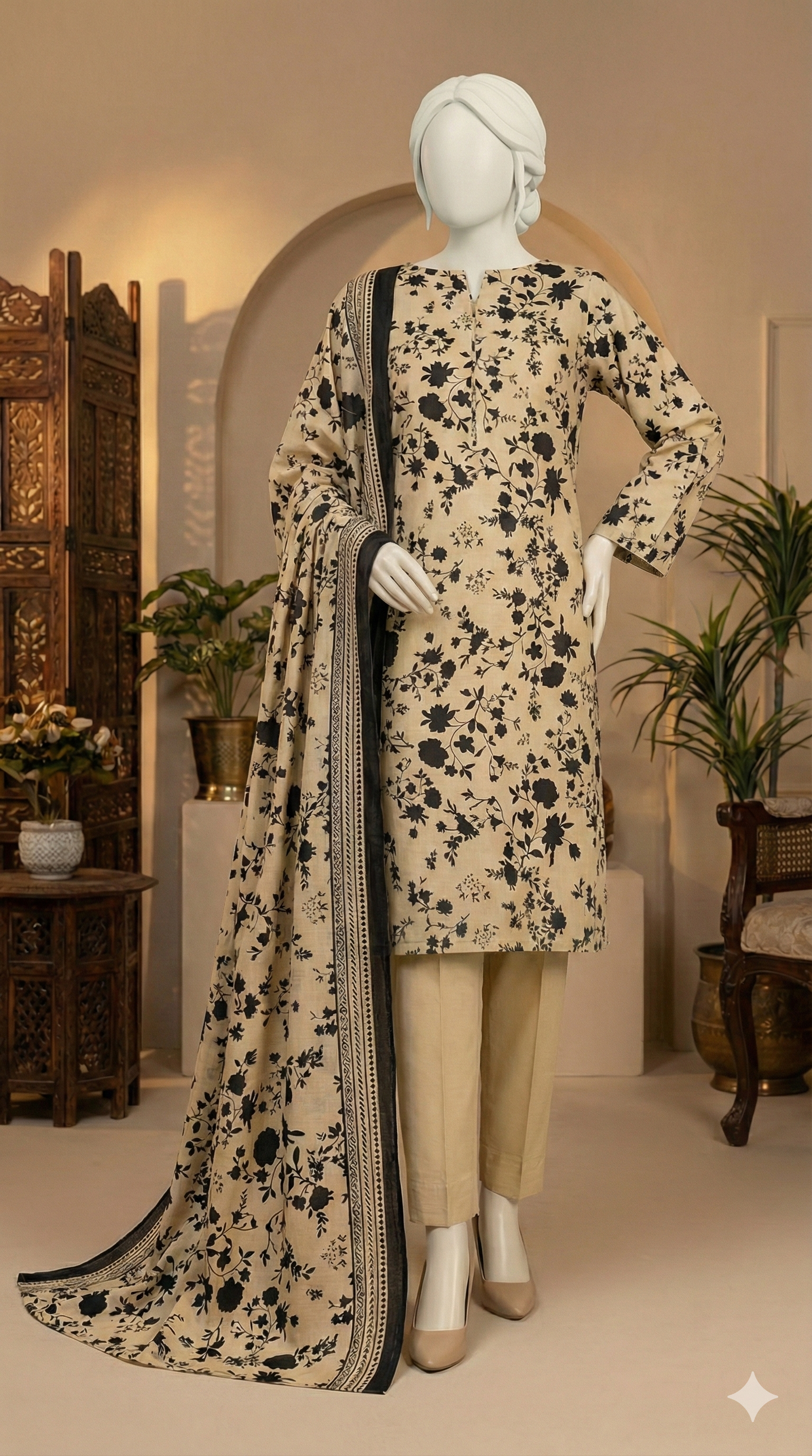 "Ochre Petals" 3PC Unstitched Lawn Collection (LPU 5051)