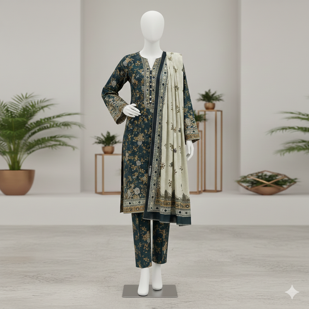 Vintage Garden Lawn Collection | 3-Piece Printed Unstitched Suits - ZH2 Store (LPU 5033)
