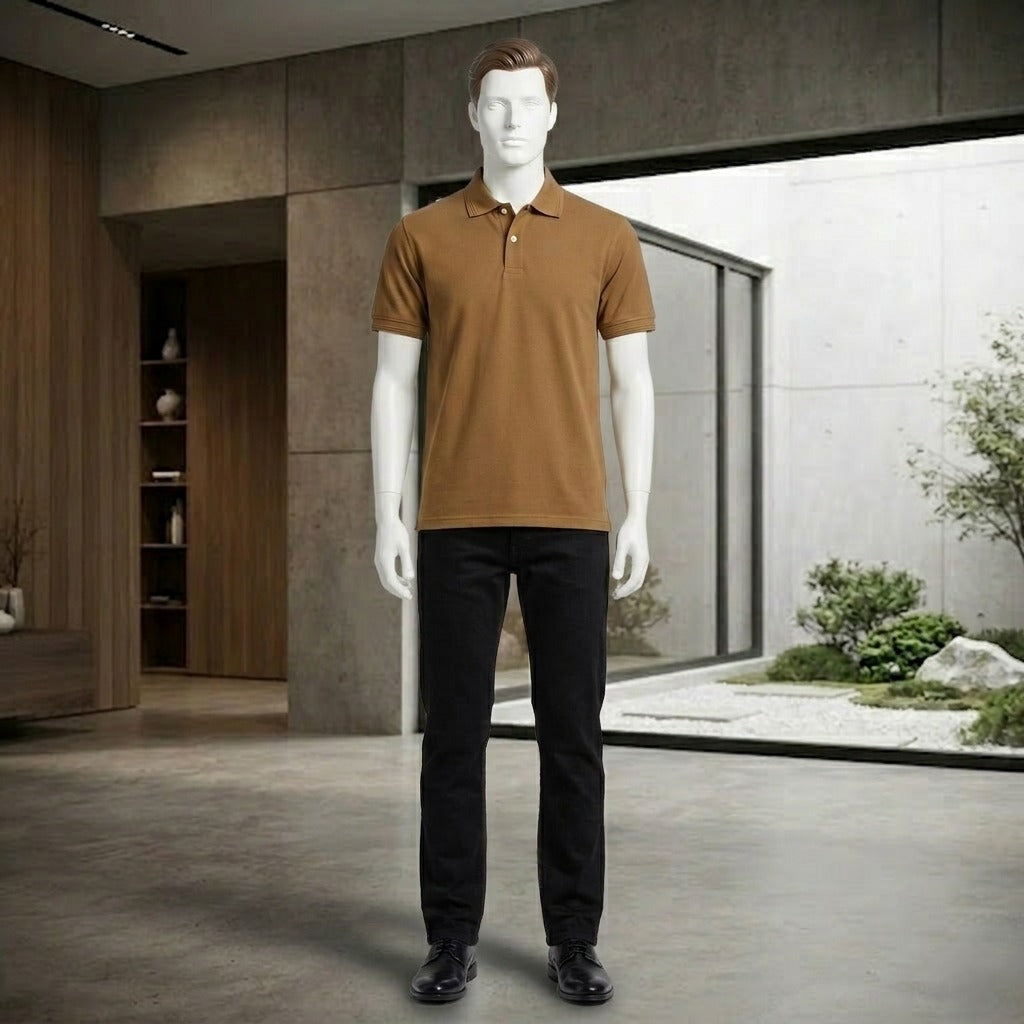 Men’s Solid Short Sleeve Polo Shirt – Premium Cotton Fit (7042)
