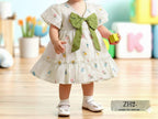 Imported Girls Small Bow Embroidery Flowers Summer Dress