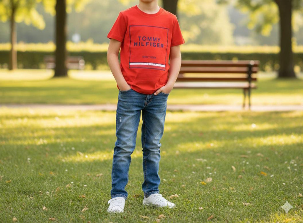 Tommy Hilfiger Kids' Essential Logo T-Shirt – Sport Red (1004)