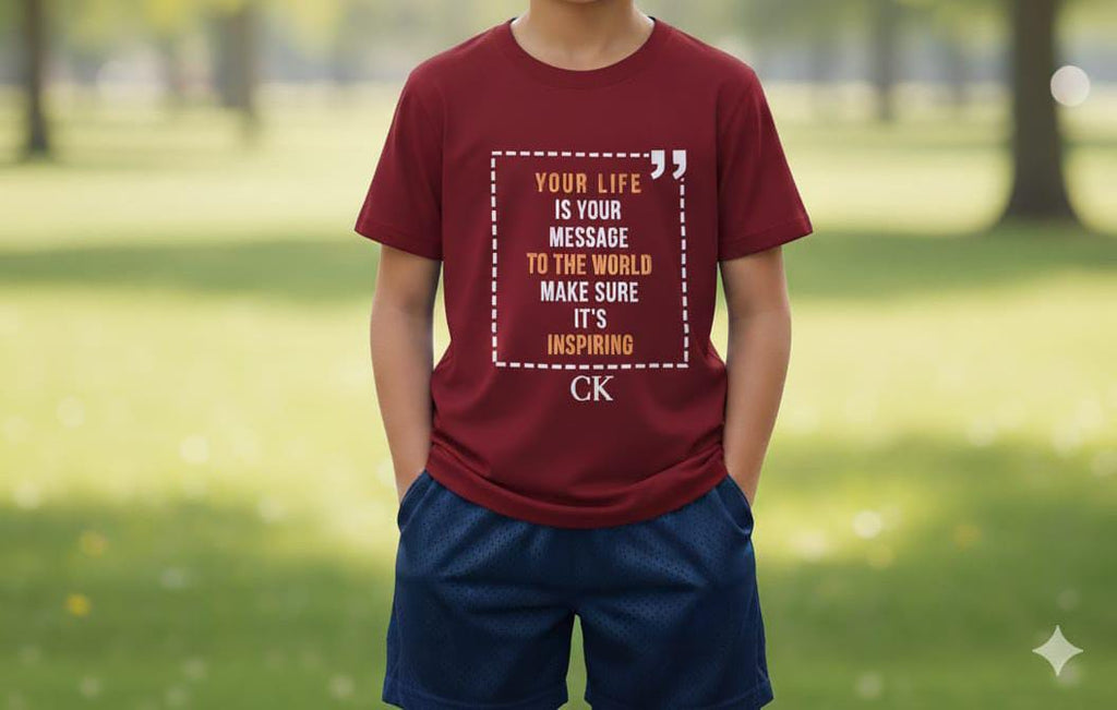 Kids' Inspirational Quote Graphic T-Shirt – Burgundy/Maroon (1005)