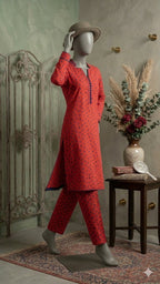 2-Piece Heart Print Traditional Cotton Suit (PCU 5022)