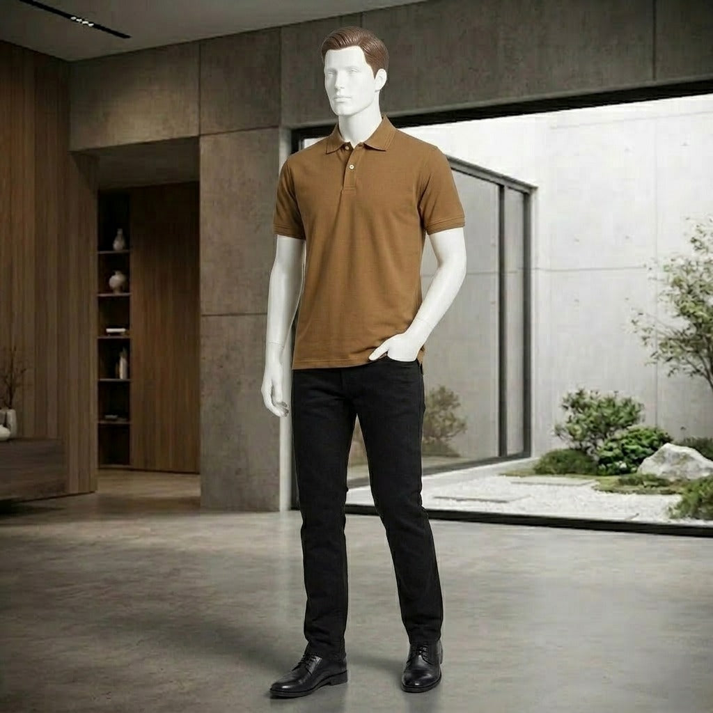 Men’s Solid Short Sleeve Polo Shirt – Premium Cotton Fit (7042)