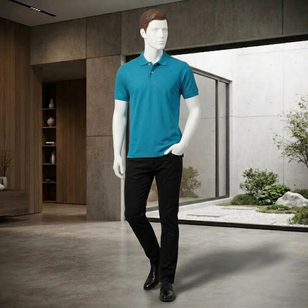 Men’s Solid Short Sleeve Polo Shirt – Premium Cotton Fit (7042)