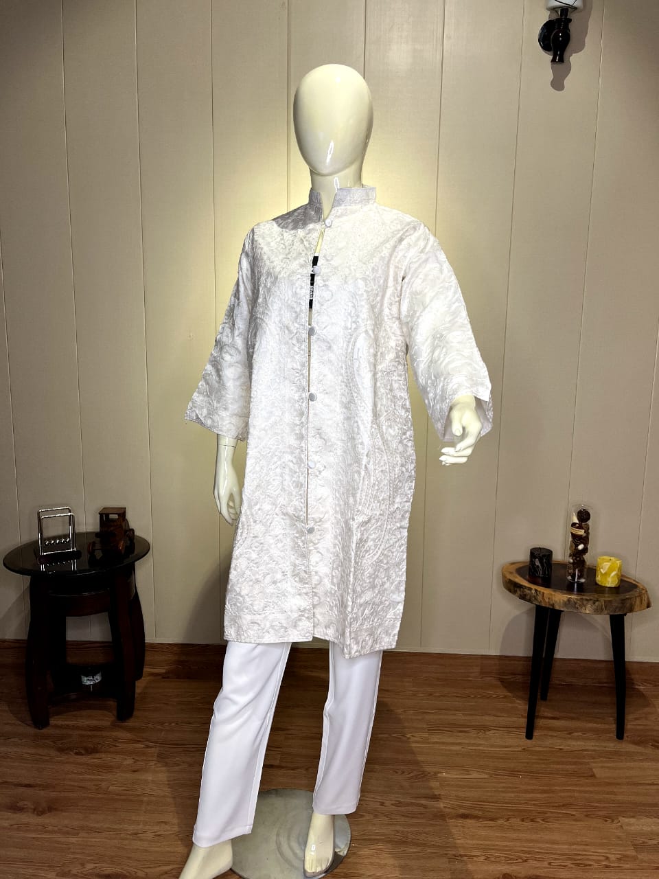 Luxury Embossed Self-Design Long Jacket | Formal or Semi-Formal Layering (9001)