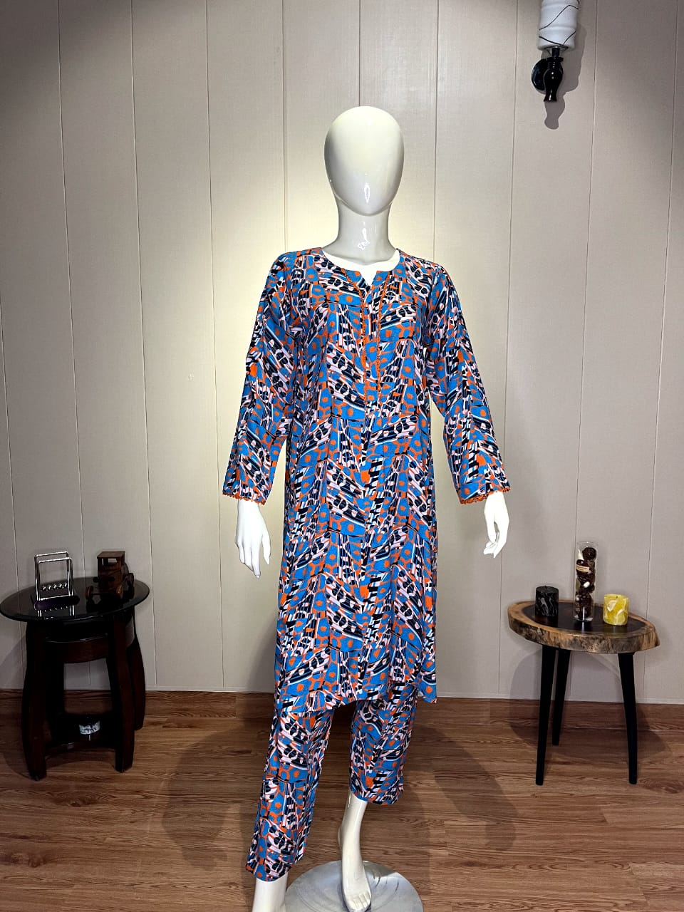 "Urban Maze" Abstract Print Two-Piece Suit (LNS-3003)